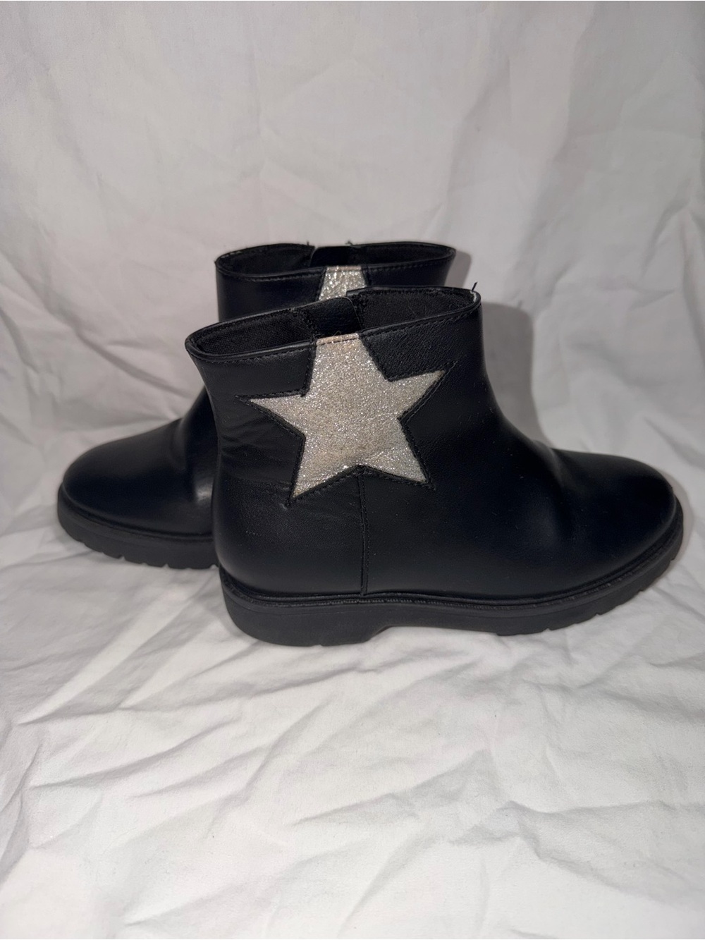 wonder nation Black Kids Ankle Boots with Silver Star